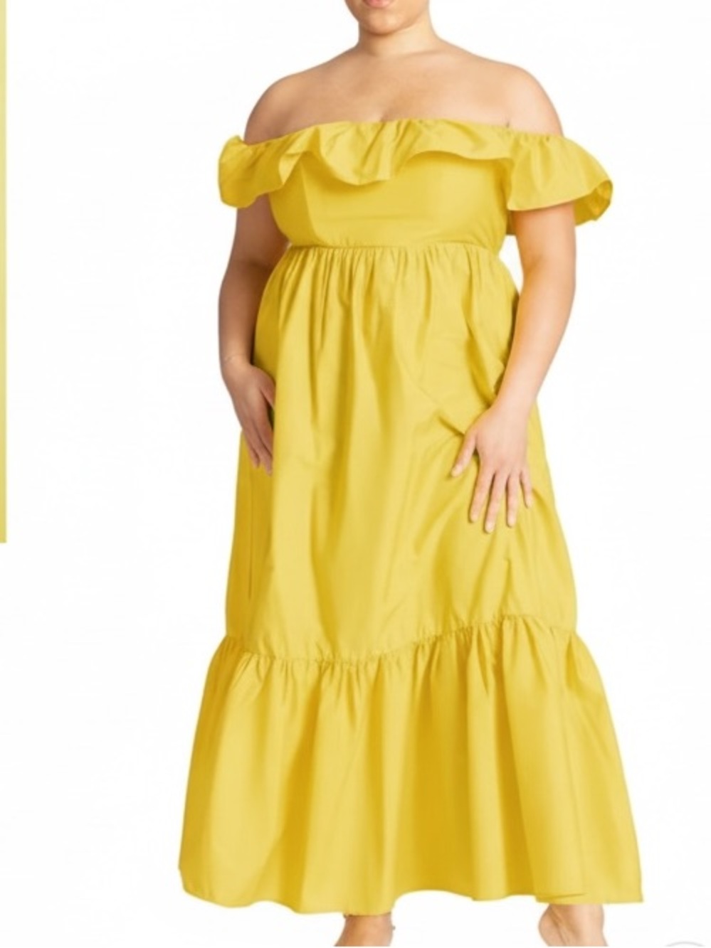 Eloquii Maxi Poplin Off The Shoulder Dress In Yellow NWT Size 20